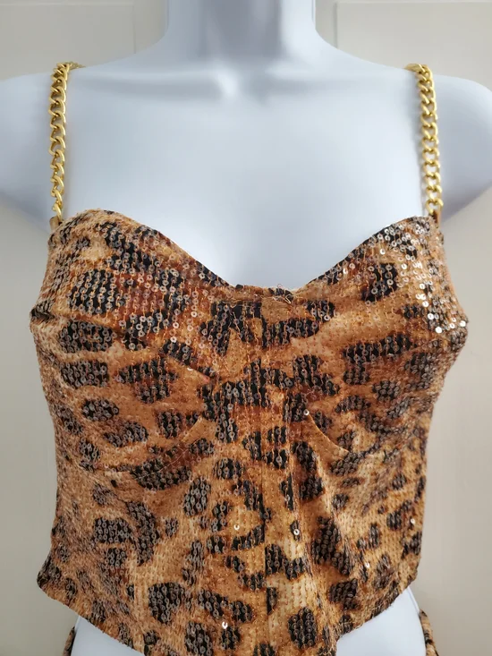 Leopard Print Flare-Leg Pants And Halter Top Set. NWT - Picture 3 of 7